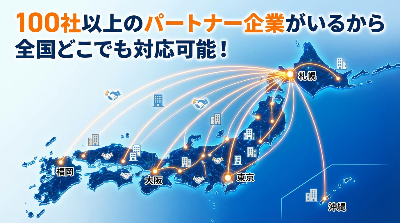100社以上のパートナー企業がいるから全国どこでも対応可能！